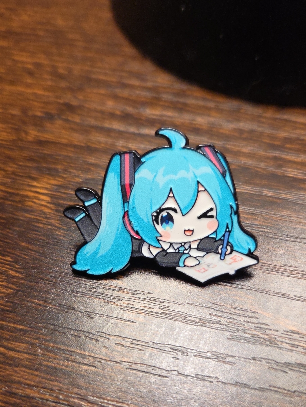 Blue Anime Character Enamel Pin - Cute Chibi Design